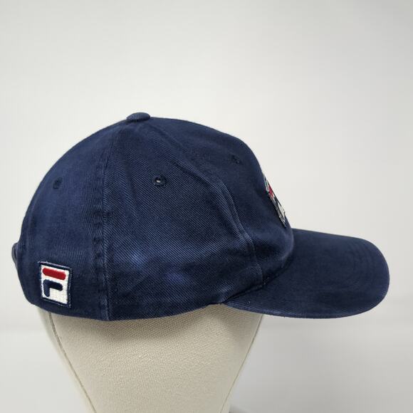 FILA Snapback Cap Blue One Size Adjustable Embroidered Vented Holes Cotton - Picture 5 of 10